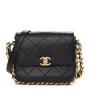 RARE CHANEL Calfskin Quilted Small Framing
Chain Bag Black